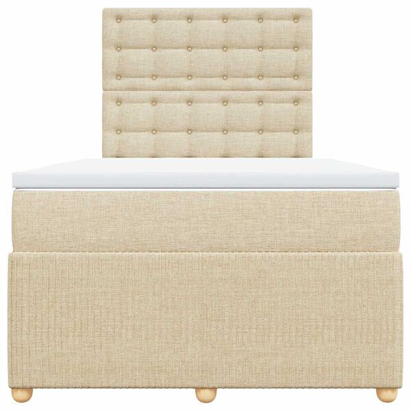 vidaXL Cama boxspring com colch&atilde;o 120x190 cm tecido cor creme