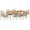 vidaXL Conjunto de Jantar para Jardim 7 pcs Bege vime PE