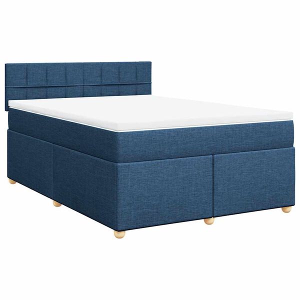 vidaXL Cama com molas/colch&atilde;o 140x190 cm tecido azul