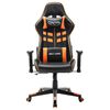 vidaXL Cadeira de gaming couro artificial preto e laranja