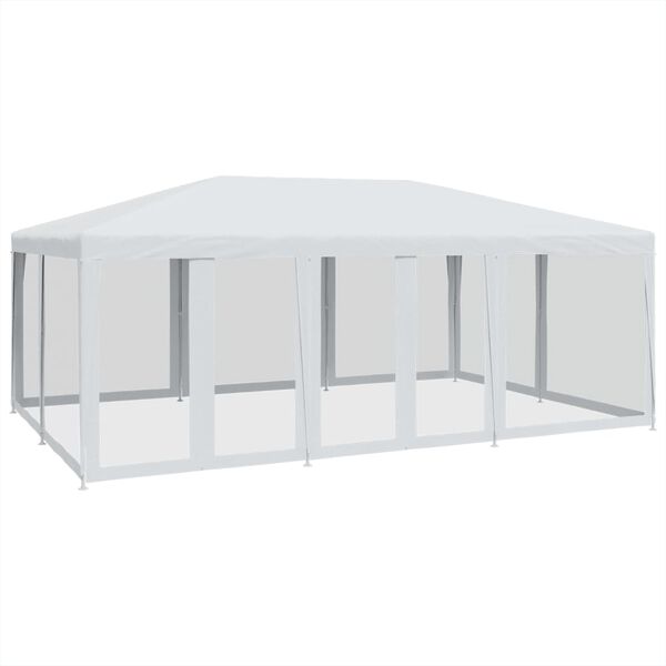 vidaXL Tenda p/ festas c/ 10 paredes laterais malha 6x4 m PEAD branco