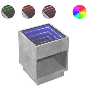 vidaXL Mesa de centro luzes LED Infinity 40x40x50 cm cinzento cimento