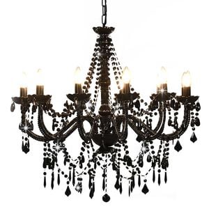 vidaXL Lustre com contas l&acirc;mpadas 12 x E14 preto