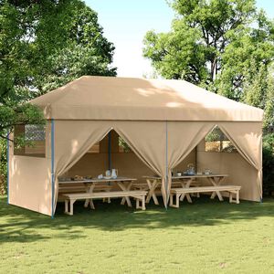 vidaXL Tenda para festas pop-up dobr&aacute;vel com 4 paredes laterais bege