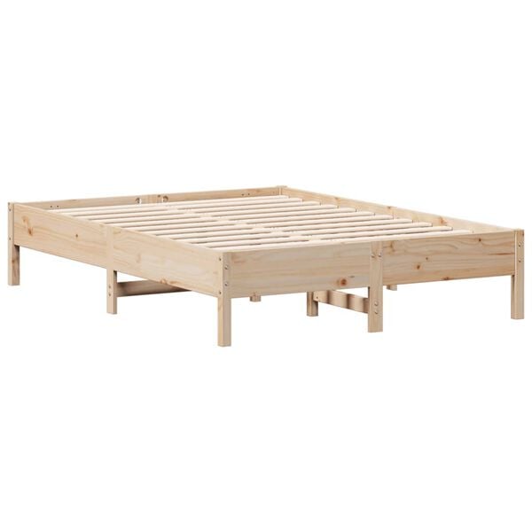 vidaXL Cama sem colchão 135x190 cm madeira de pinho maciça