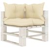 vidaXL 4 pcs conjunto lounge de jardim em paletes c/ almofad&otilde;es creme