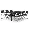 vidaXL 7 pcs conjunto de jantar para jardim cinzento e preto