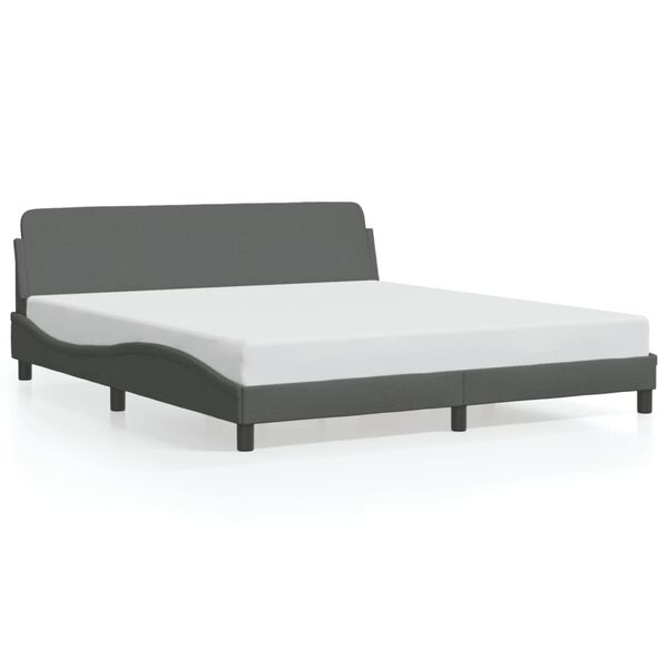 vidaXL Estrutura de cama Dover 160x200 cm tecido cinzento-escuro