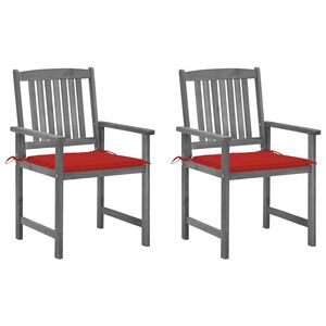 vidaXL Cadeiras de jardim com almofad&otilde;es 2 pcs ac&aacute;cia maci&ccedil;a cinza