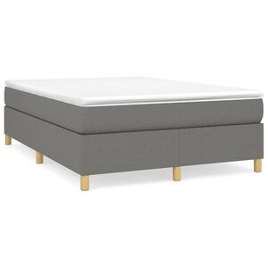 vidaXL Estrutura de cama com molas 140x190 cm tecido cinzento-escuro