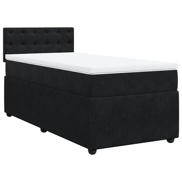 vidaXL Cama com molas/colch&atilde;o 90x190 cm veludo preto