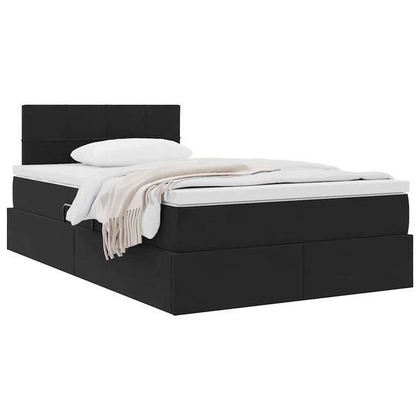 vidaXL Cama com Armazenamento com colch&atilde;o Preto 120 x 190 cm Veludo
