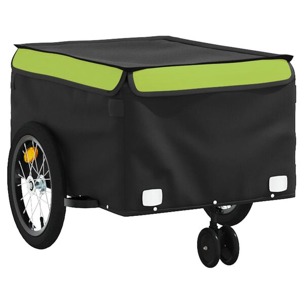 vidaXL Reboque para bicicleta 45 kg ferro preto e verde