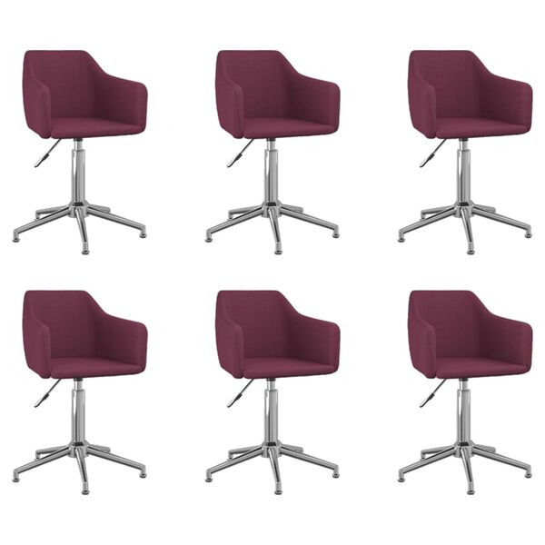vidaXL Cadeiras de jantar girat&oacute;rias 6 pcs tecido roxo