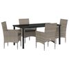 vidaXL Conjunto de Jantar para Jardim 5 pcs Cinzeto vime PE