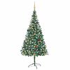 vidaXL &Aacute;rvore Natal artificial pr&eacute;-iluminada c/ bolas e pinhas 210 cm