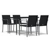 vidaXL 5 pcs conjunto de jantar p/ jardim c/ almofad&otilde;es vime PE e a&ccedil;o