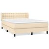 vidaXL Cama com molas/colch&atilde;o 140x190 cm tecido cor creme