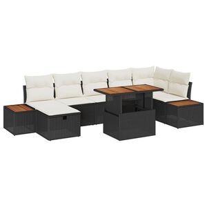 vidaXL Conjunto de Sof&aacute; de Jardim 8 pcs Preto vime PE