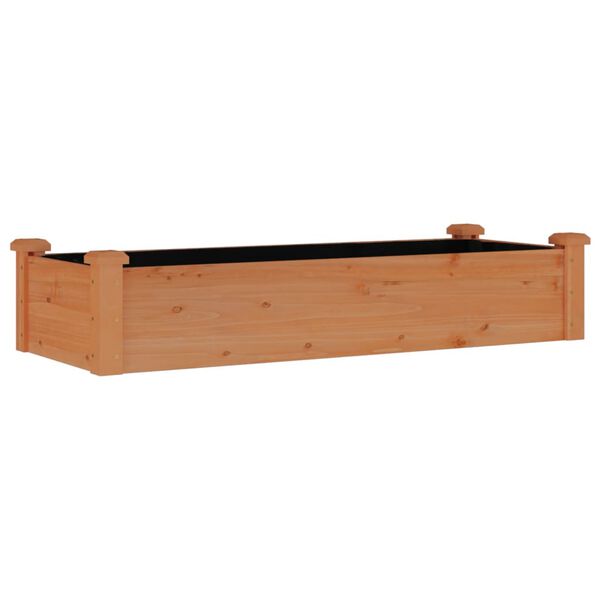 vidaXL Canteiro elevado c/ forro 120x45x25 cm abeto maciço castanho