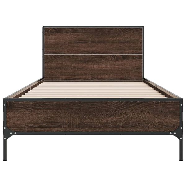 vidaXL Estrutura de cama derivados de madeira/metal carvalho castanho