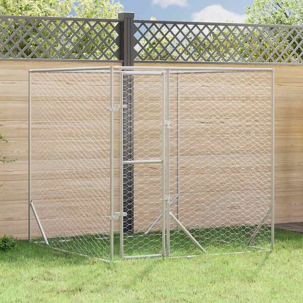 vidaXL Canil de exterior 2x2x2 m a&ccedil;o galvanizado prateado