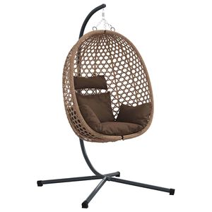 vidaXL Cadeira suspensa tipo ovo vime PE 104 x 100 x 191 cm caf&eacute;