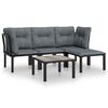 vidaXL 5 pcs conjunto lounge de jardim vime PE preto/cinzento