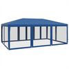 vidaXL Tenda p/ festas c/ 10 paredes laterais malha 6x4 m PEAD azul
