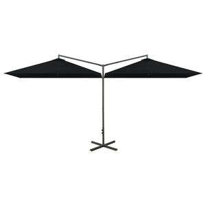 vidaXL Guarda-sol de jardim duplo com poste de a&ccedil;o 600x300 cm preto