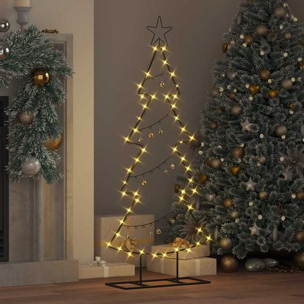 vidaXL &Aacute;rvore de Natal de metal com suporte Preto 125 cm A&ccedil;o