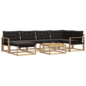 vidaXL Conjunto de Sof&aacute;s para Exterior 7 unid. Branco e Preto