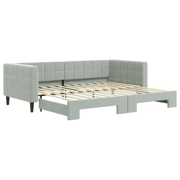 vidaXL Sof&aacute;-cama com gavet&atilde;o 90x200 cm veludo cinzento-claro