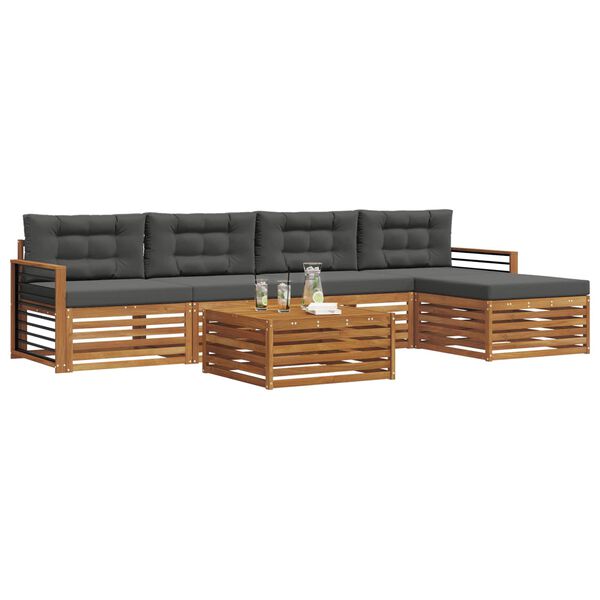 vidaXL Conjunto de Sof&aacute;s para Exterior 6 pcs Natural e Antracite