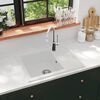 vidaXL Lava-lou&ccedil;a cozinha orif&iacute;cio extravasamento oval granito branco