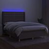 vidaXL Cama box spring colch&atilde;o/LED 140x190cm tecido cinza-acastanhado