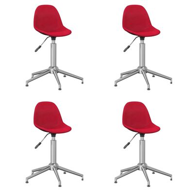 vidaXL Cadeiras de jantar giratórias 4 pcs tecido vermelho tinto