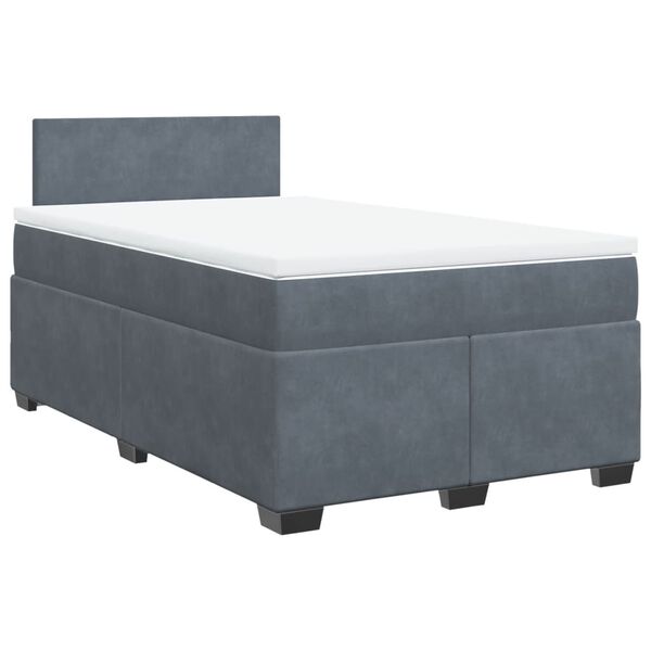 vidaXL Cama boxspring com colch&atilde;o 120x190 cm veludo cinzento-escuro
