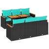 vidaXL 7 pcs conjunto de sof&aacute;s p/ jardim c/ almofad&otilde;es vime PE preto