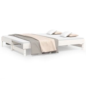 vidaXL Sof&aacute;-cama de puxar 2x(90x200) cm pinho maci&ccedil;o branco