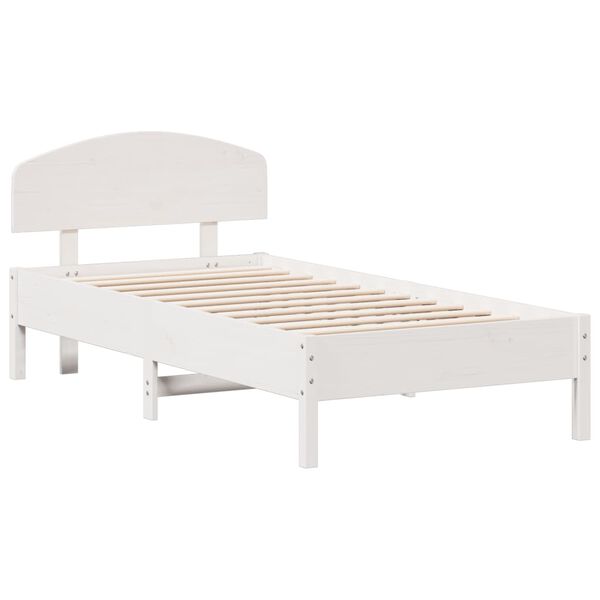 vidaXL Cama sem colch&atilde;o 90x190 cm madeira de pinho maci&ccedil;a branco