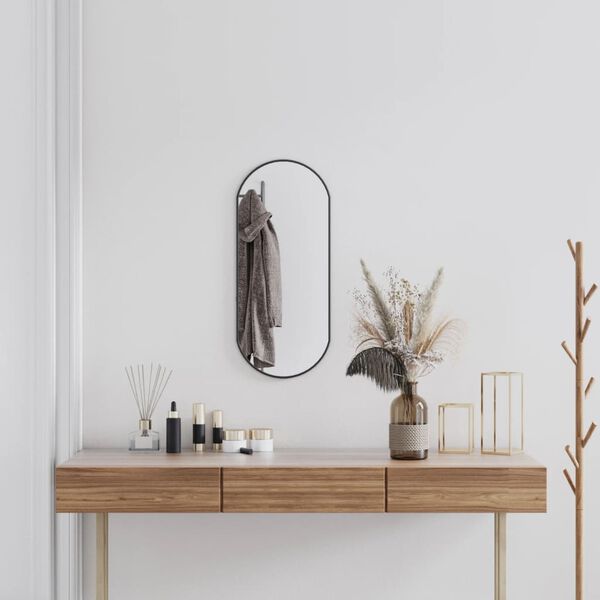 vidaXL Espelho de parede 70x30 cm oval preto