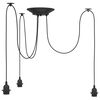 vidaXL Candeeiro suspenso com 3 porta-l&acirc;mpadas E27 metal preto