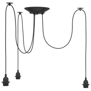 vidaXL Candeeiro suspenso com 3 porta-l&acirc;mpadas E27 metal preto