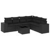 vidaXL 7 pcs conjunto de sof&aacute;s p/ jardim c/ almofad&otilde;es vime PE preto