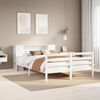 vidaXL Cama com estante sem colchão 135x190 cm pinho maciço branco