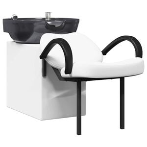 vidaXL Cadeira de Shampoo Manual Branco e Preto 136 x 60 x 92 cm PVC