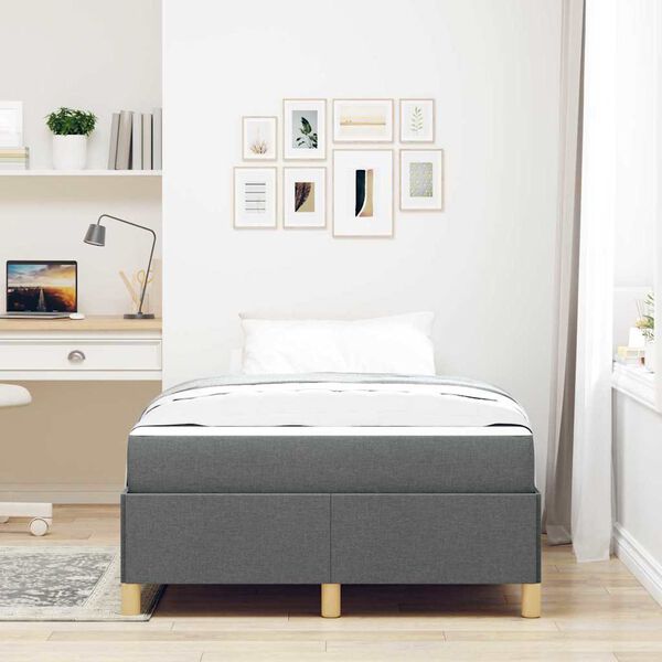 vidaXL Estrutura da Cama com colch&atilde;o Cinza Escuro 120 x 190 cm tecido