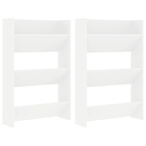 vidaXL Sapateiras de parede 2 pcs 60x18x90 cm contraplacado branco