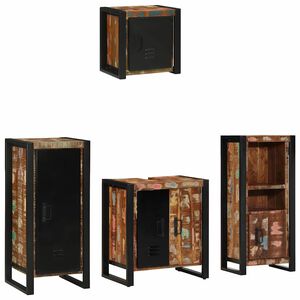 vidaXL Conjunto de M&oacute;veis para Banheiro 4 unid. Multicolorido e preto